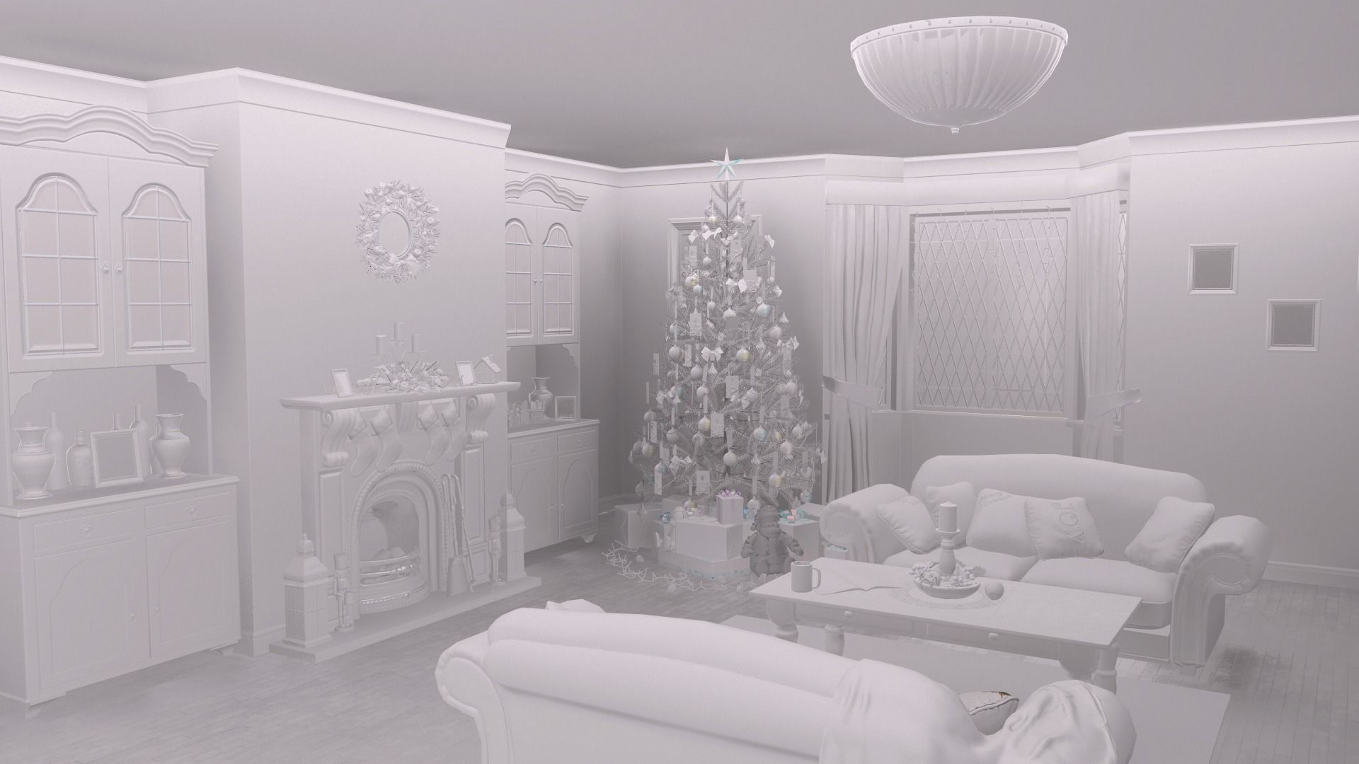 Christmas Living Room Low-poly 3D model_135