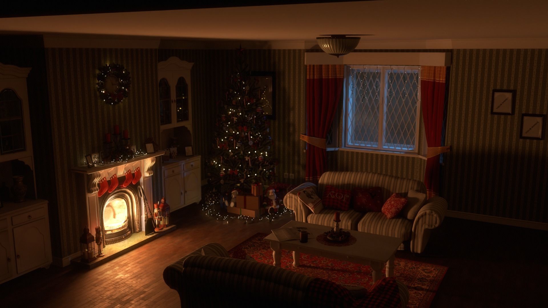 Christmas Living Room Low-poly 3D model_46