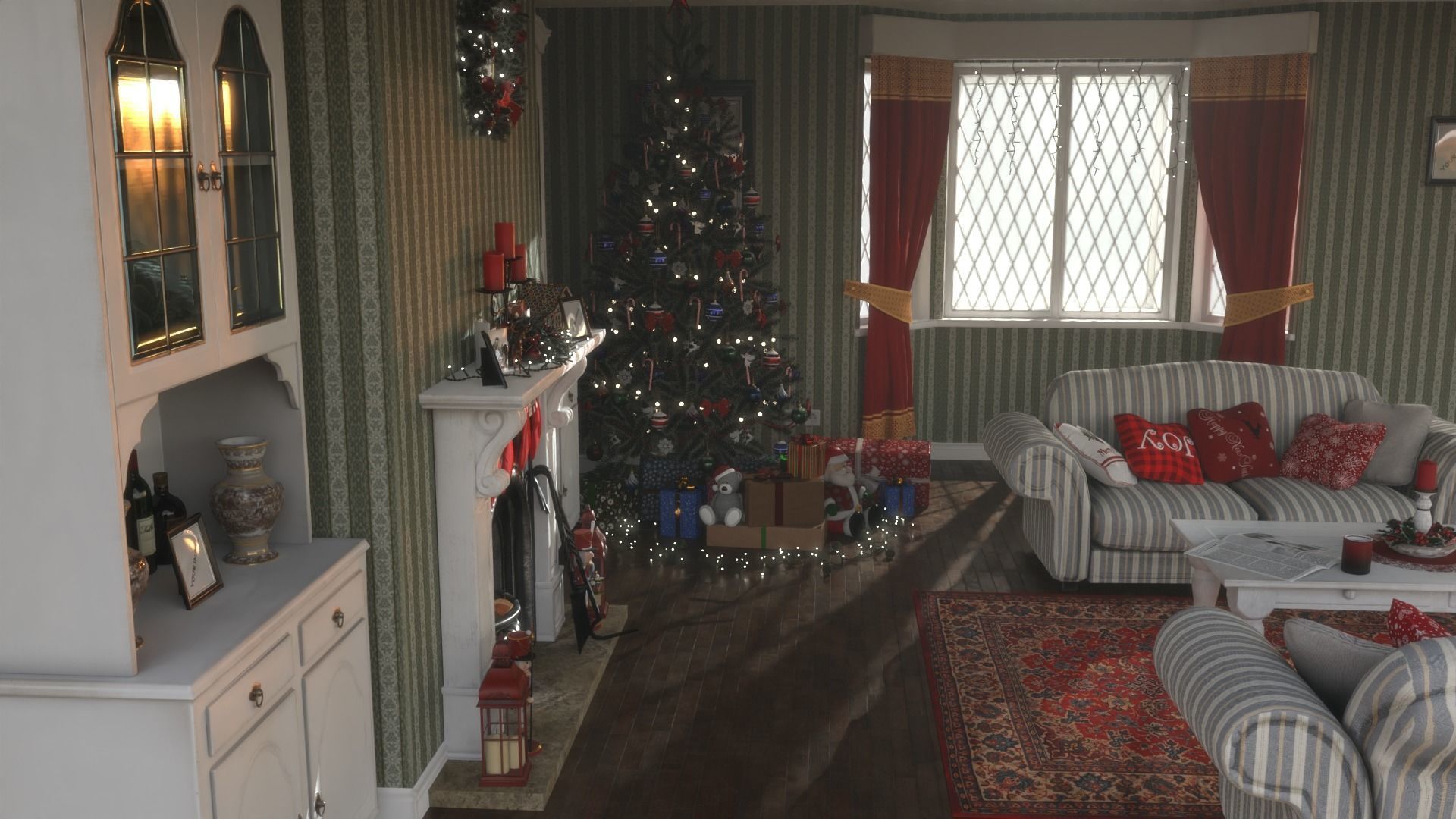 Christmas Living Room Low-poly 3D model_4