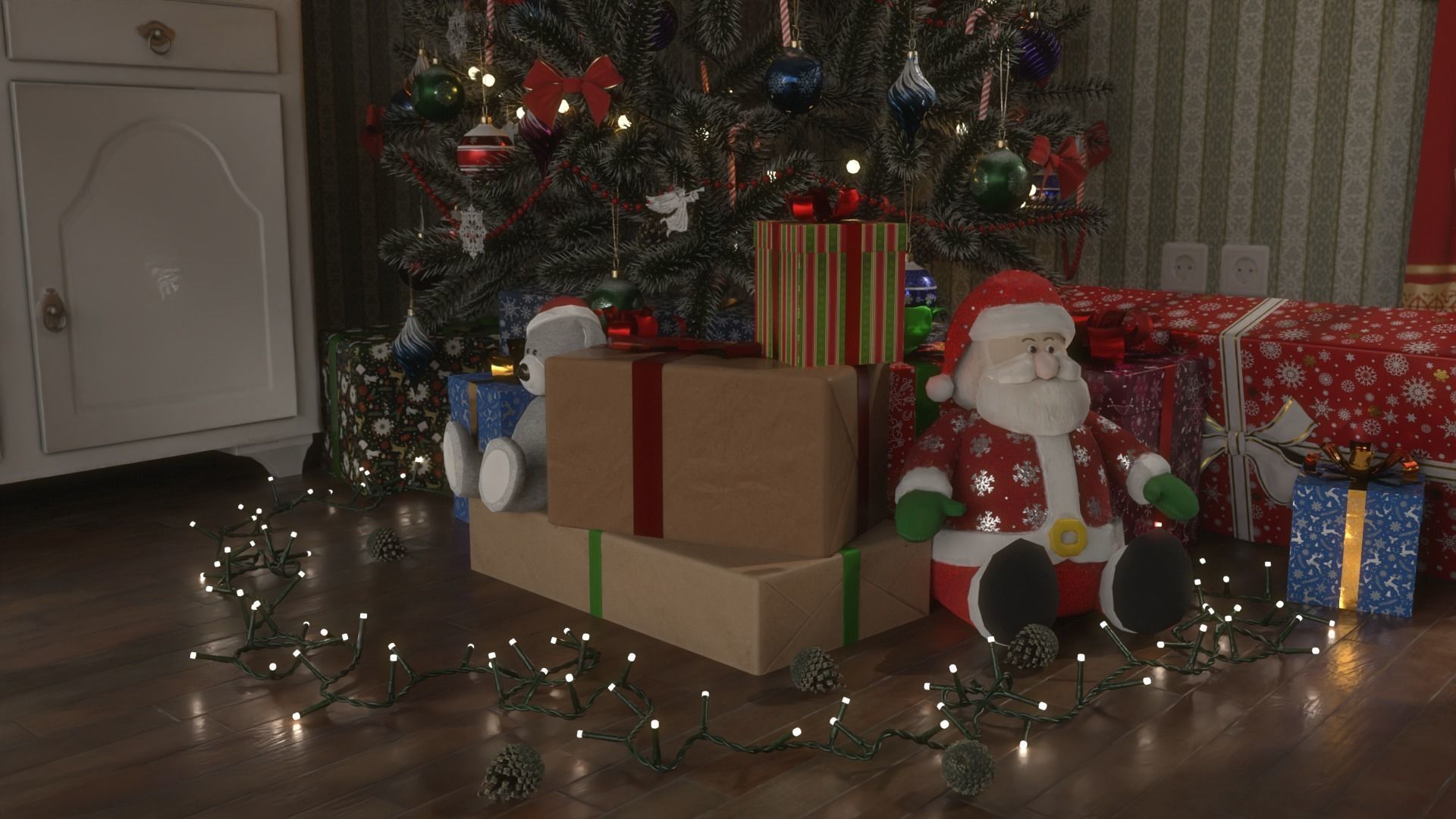 Christmas Living Room Low-poly 3D model_24