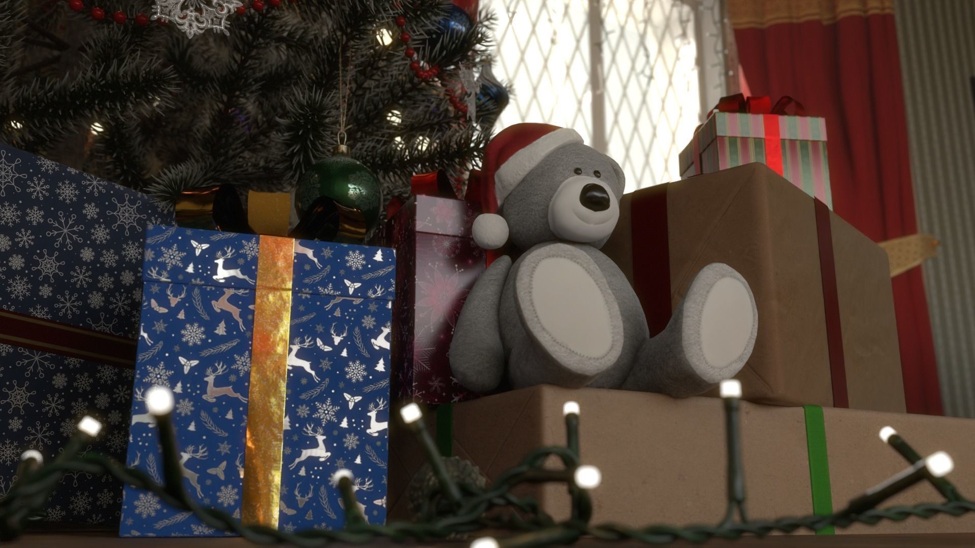 Christmas Living Room Low-poly 3D model_37