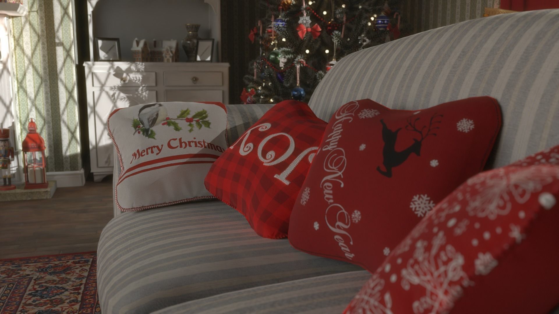 Christmas Living Room Low-poly 3D model_27