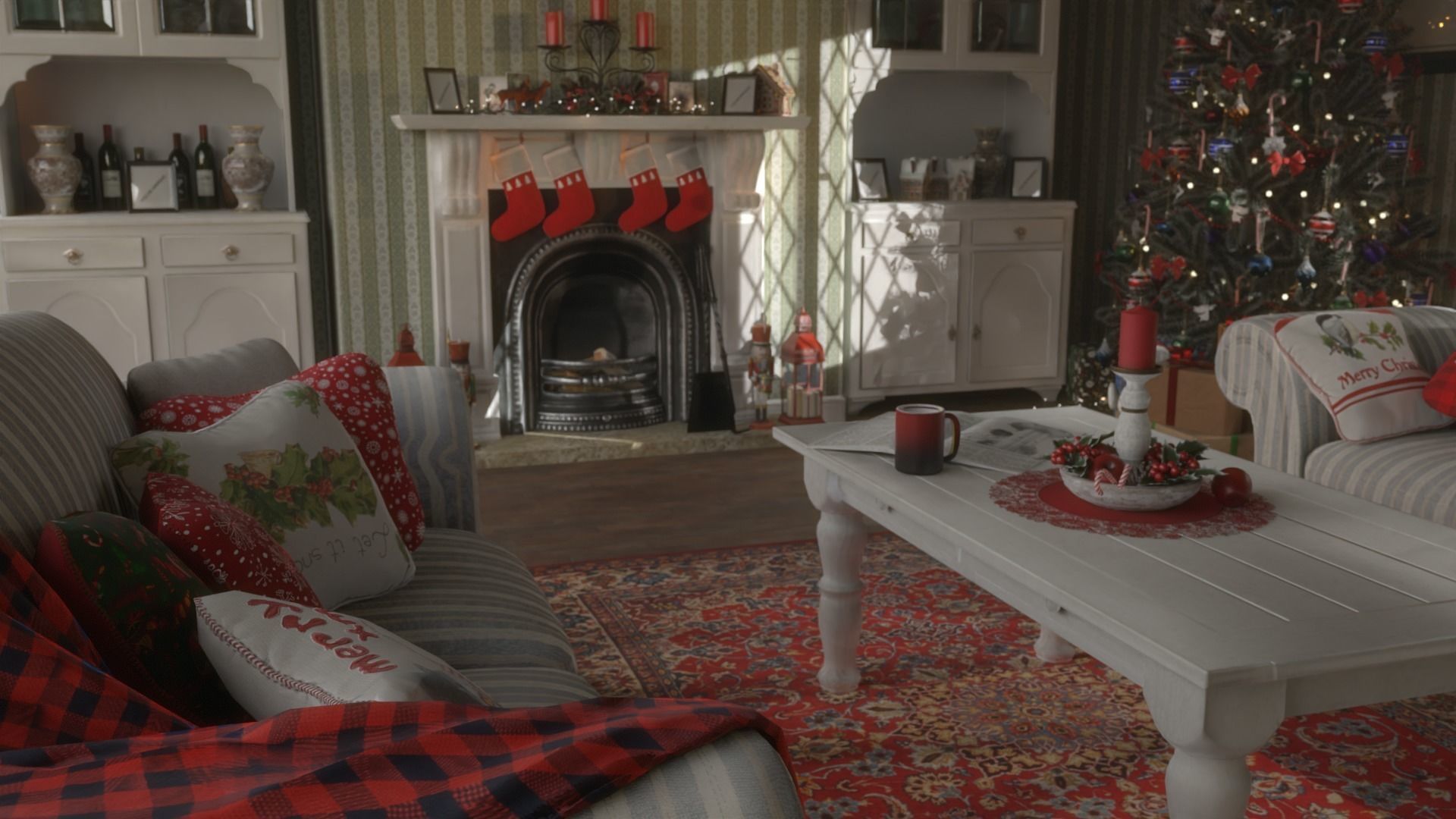 Christmas Living Room Low-poly 3D model_29