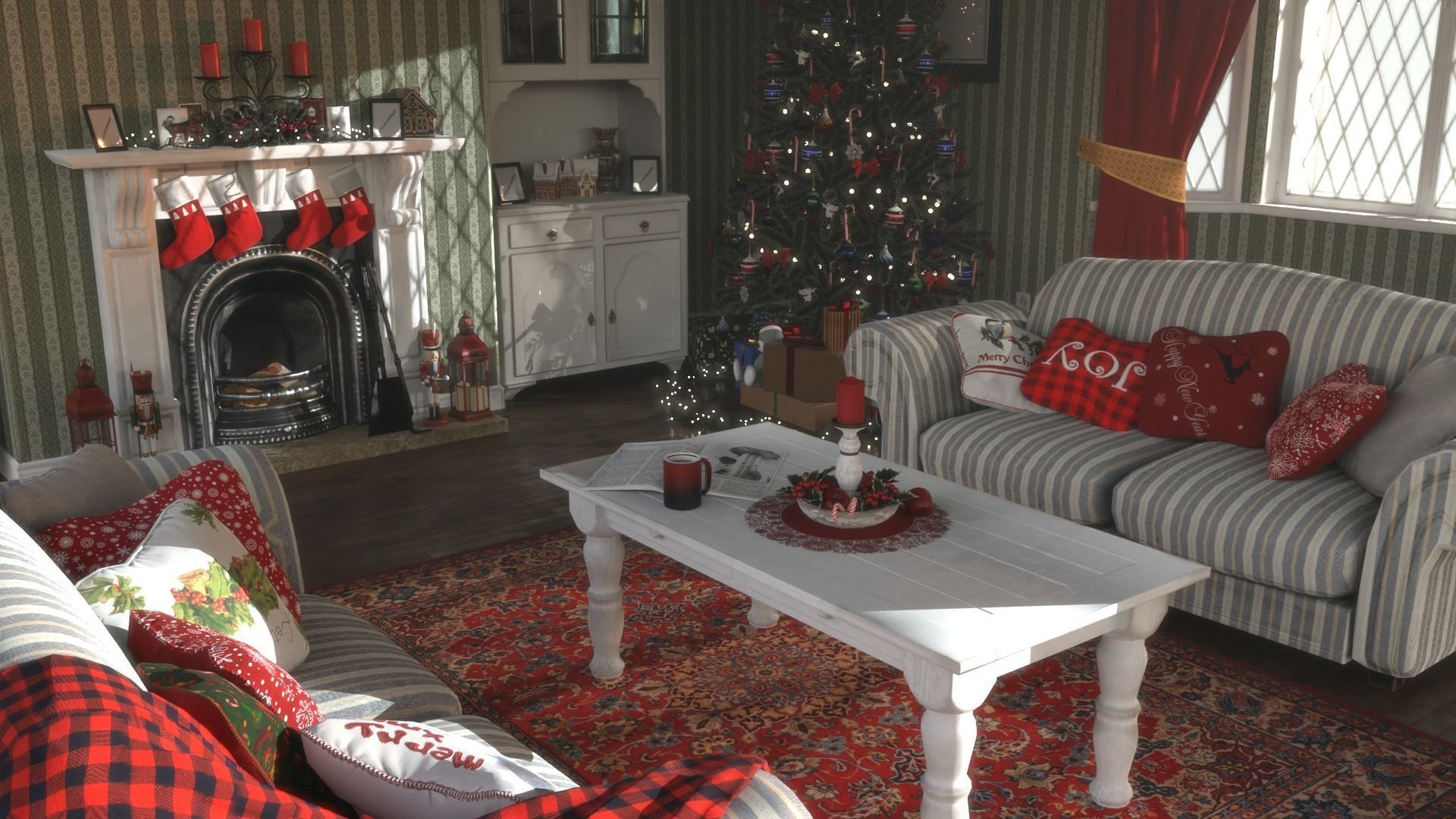 Christmas Living Room Low-poly 3D model_5