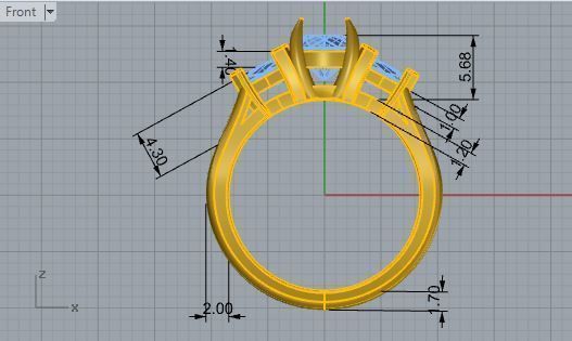 3-Stone Diamond ring 2777 3D print model 3D print model_5
