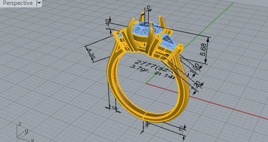 3-Stone Diamond ring 2777 3D print model 3D print model_7