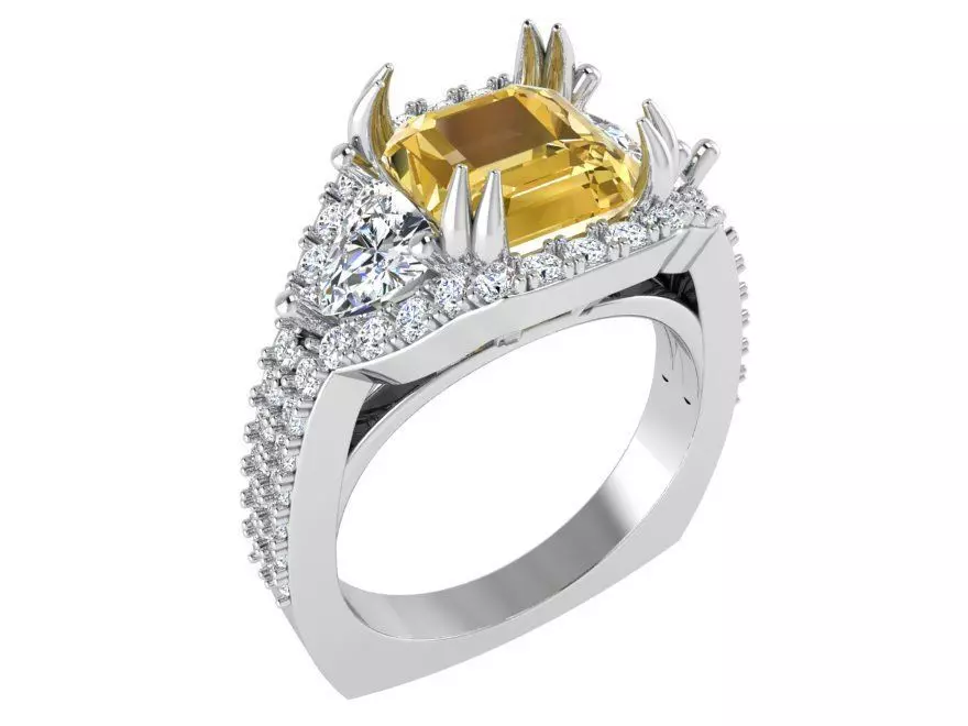 Yellow stone gorgeous ring 2779 3D print model 3D print model_0
