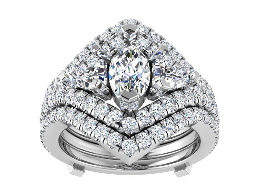 Diamond ring with 3-Bands 2782 3D print model 3D print model_2