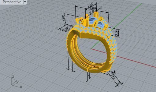 Diamond ring with 3-Bands 2782 3D print model 3D print model_7