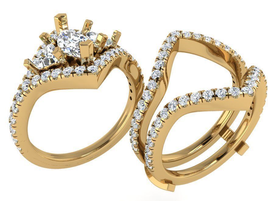 Diamond ring with 3-Bands 2782 3D print model 3D print model_1