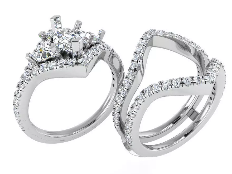 Diamond ring with 3-Bands 2782 3D print model 3D print model_0