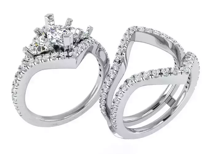 Diamond ring with 3-Bands 2782 3D print model 3D print model