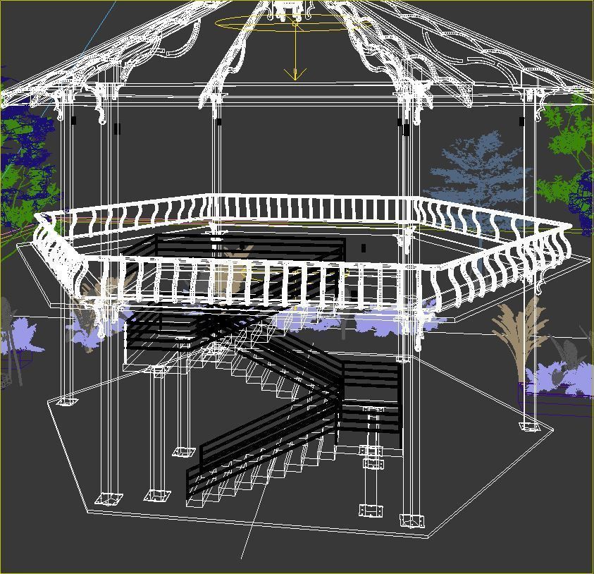GAZEBO in middle of park 3D model_3
