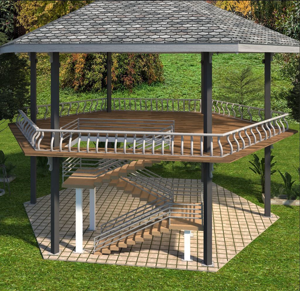 GAZEBO in middle of park 3D model_2