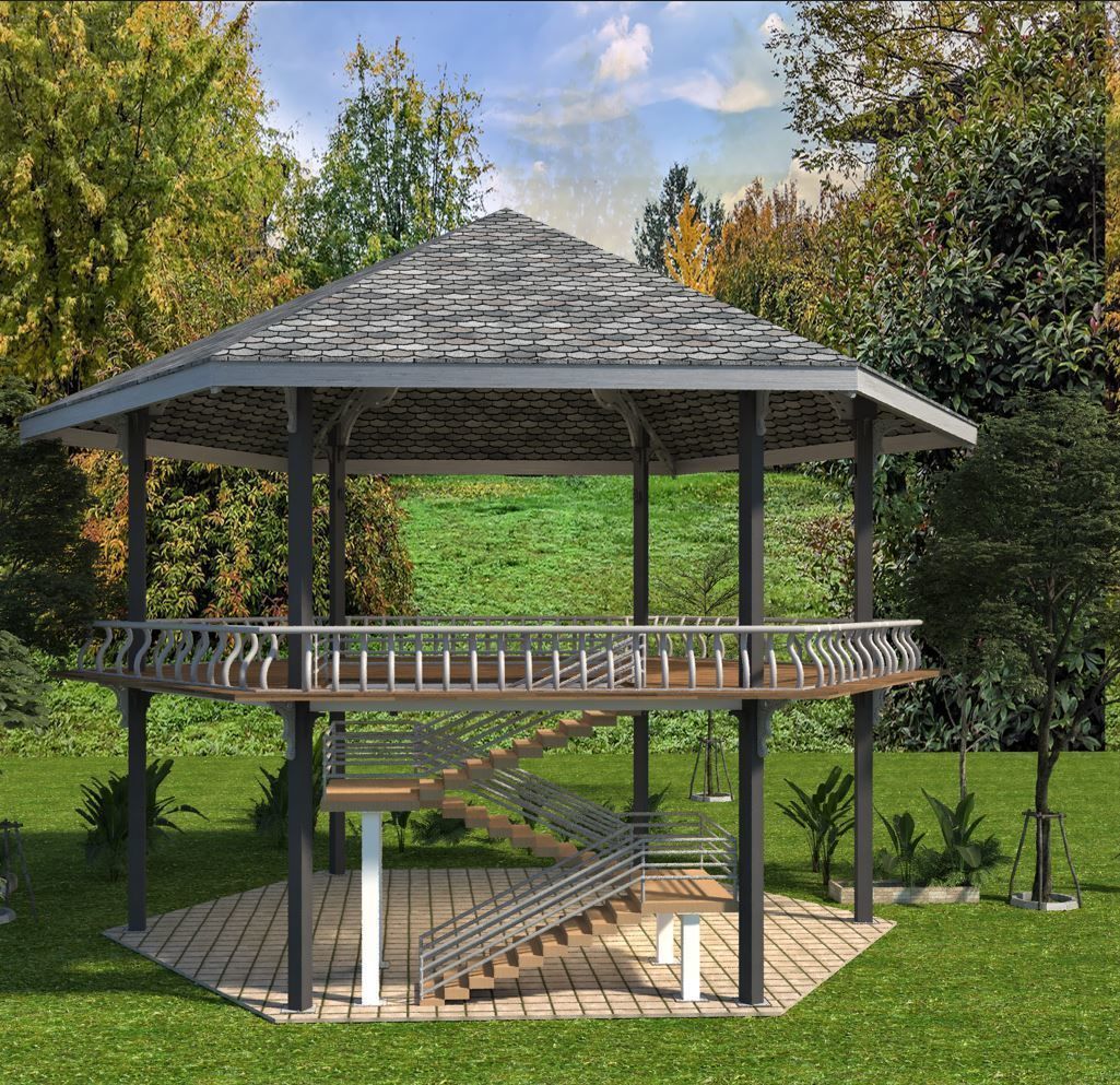 GAZEBO in middle of park 3D model_1