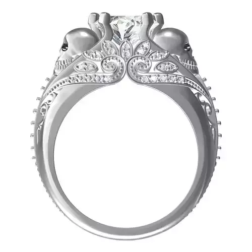 Heart Shaped Diamond Skull Engagement Ring
