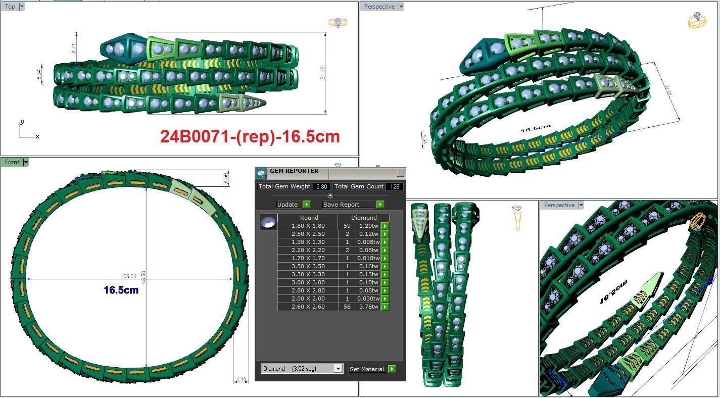BVL full diamond double rounds bracelet  3D print model_3