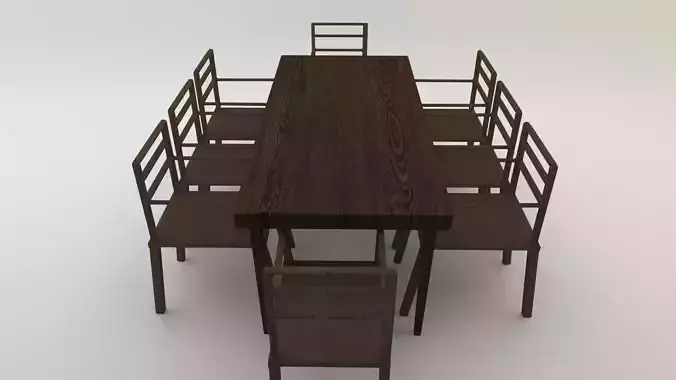 TABLE dining with six chairs 3D model
