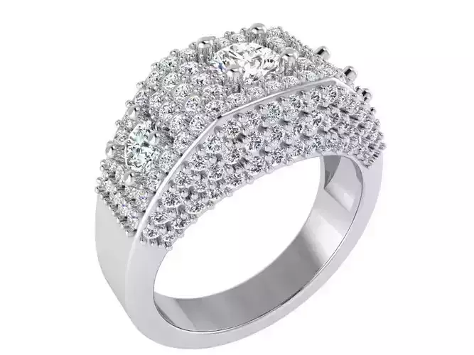 Royal Diamond ring with rows 2785 3D print model