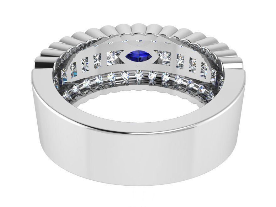 Eye Diamond ring with rows 2787 3D print model 3D print model_3
