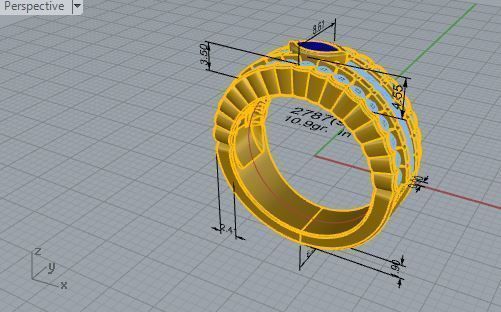 Eye Diamond ring with rows 2787 3D print model 3D print model_7