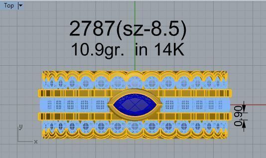 Eye Diamond ring with rows 2787 3D print model 3D print model_4