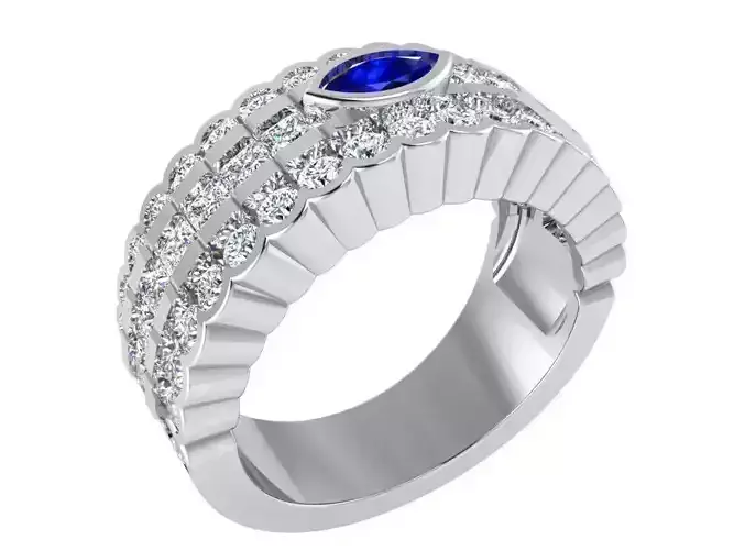 Eye Diamond ring with rows 2787 3D print model