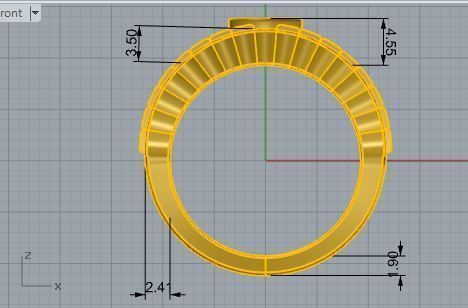 Eye Diamond ring with rows 2787 3D print model 3D print model_5