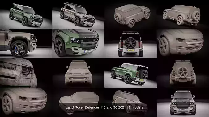Land Rover Defender 110 and 90 2021 3D Model Collection