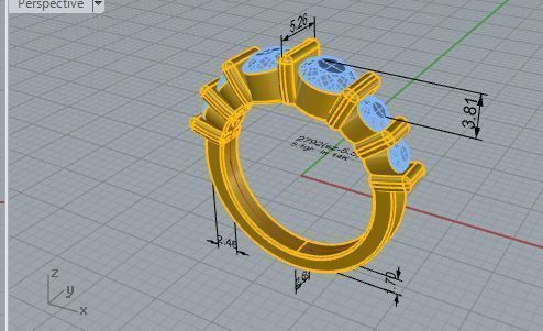 6-Stone Diamond ring 2792 3D print model 3D print model_7
