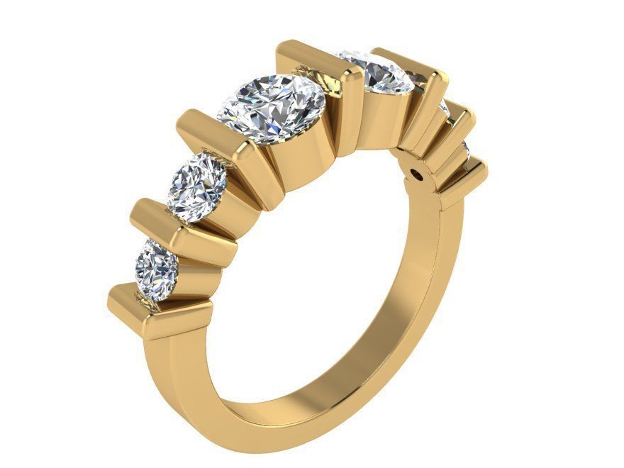 6-Stone Diamond ring 2792 3D print model 3D print model_1