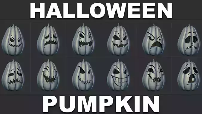 12 Halloween Pumpkin Base Mesh Vol 4