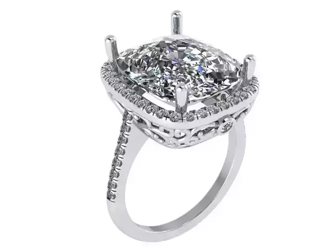 Square halo diamond ring 2802 3D print model
