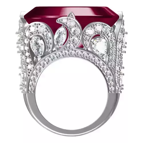 Ruby Cushion Cut Diamont Women Cocktail Ring