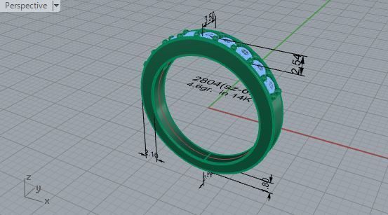 Round Diamond ring with small stones 2804 3D print model 3D print model_7