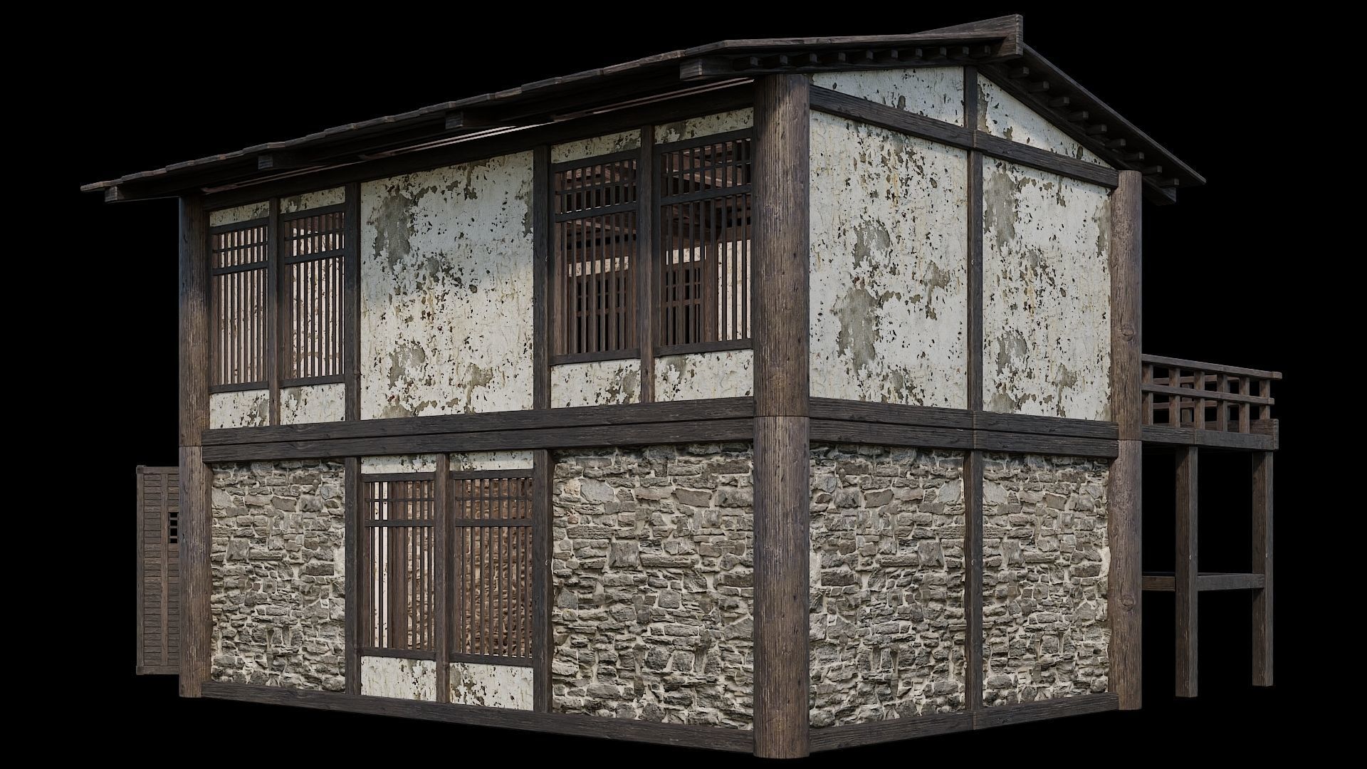 Medieval Houses Pack 31-32-33-34-35 - 4K Textures Game Ready Low-poly 3D model_47