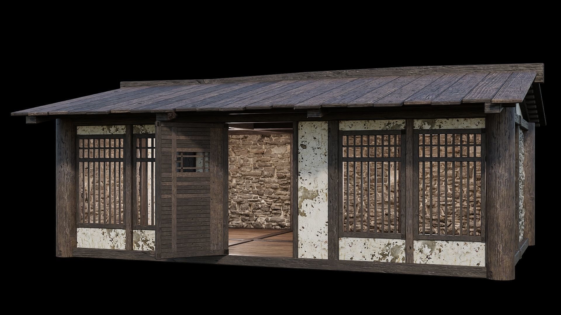 Medieval Houses Pack 31-32-33-34-35 - 4K Textures Game Ready Low-poly 3D model_12