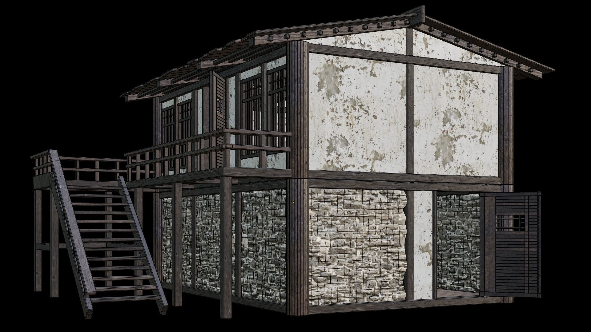 Medieval Houses Pack 31-32-33-34-35 - 4K Textures Game Ready Low-poly 3D model_57