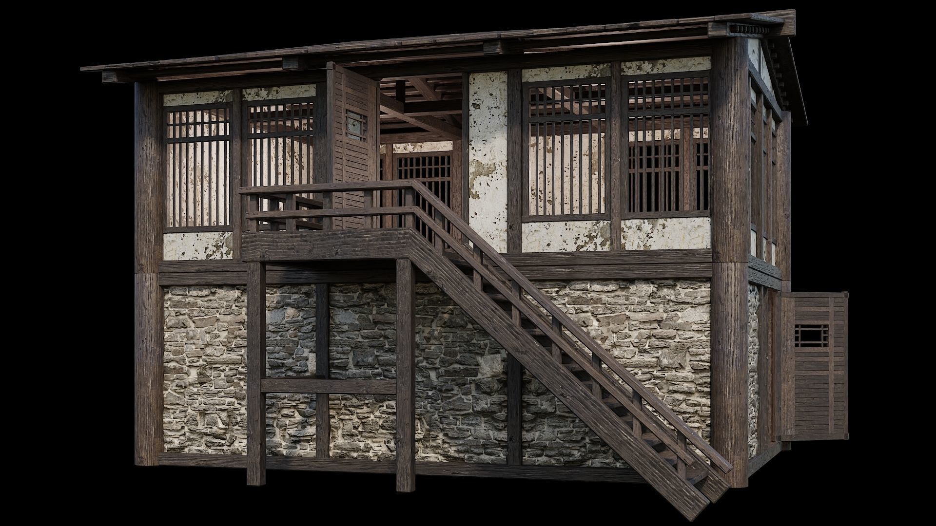 Medieval Houses Pack 31-32-33-34-35 - 4K Textures Game Ready Low-poly 3D model_24