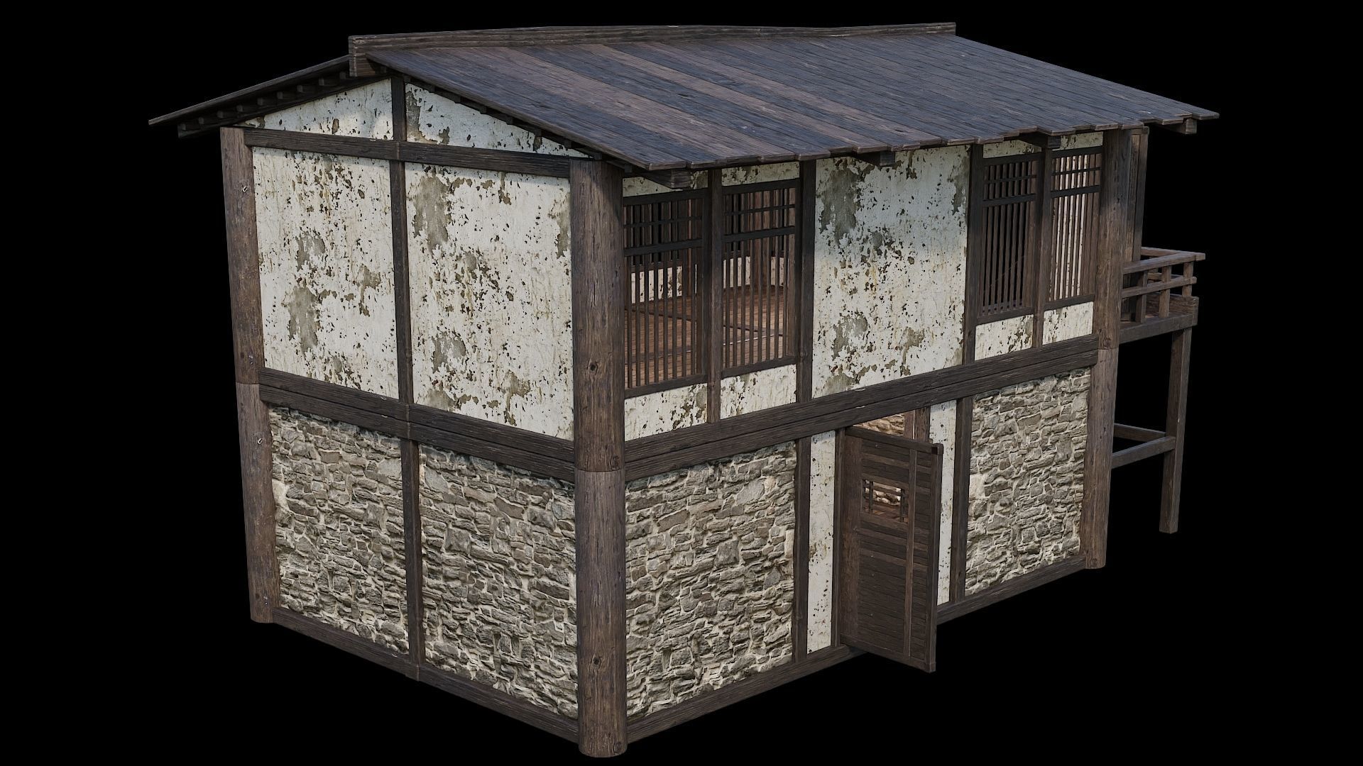 Medieval Houses Pack 31-32-33-34-35 - 4K Textures Game Ready Low-poly 3D model_67