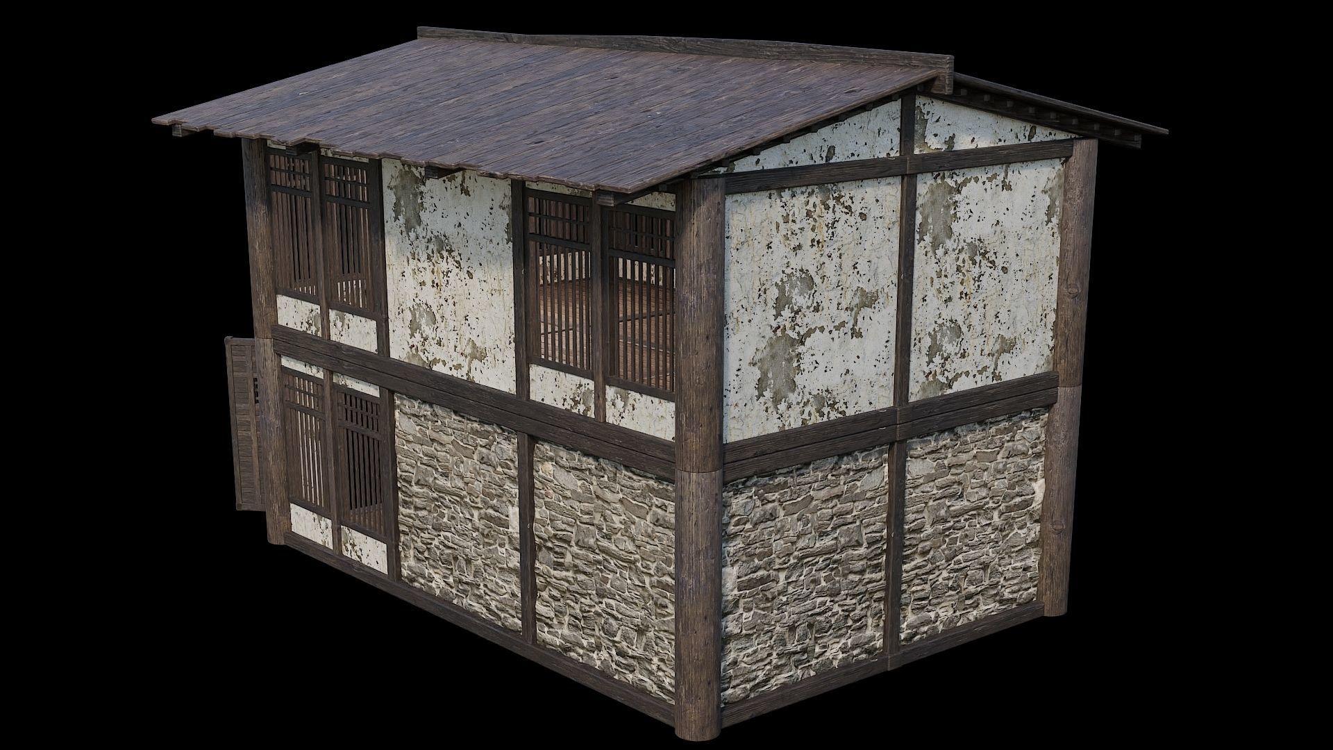 Medieval Houses Pack 31-32-33-34-35 - 4K Textures Game Ready Low-poly 3D model_28