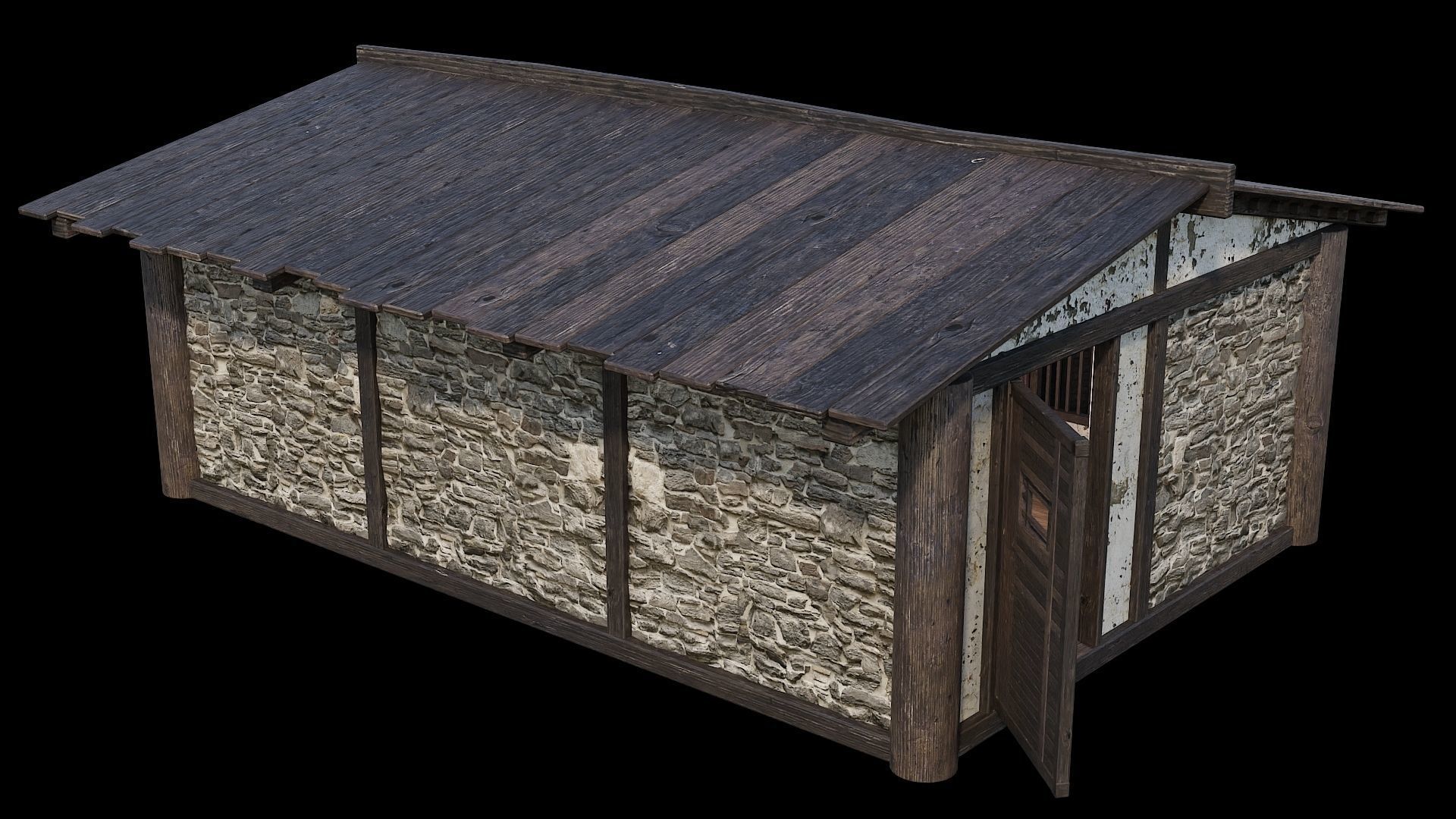 Medieval Houses Pack 31-32-33-34-35 - 4K Textures Game Ready Low-poly 3D model_13