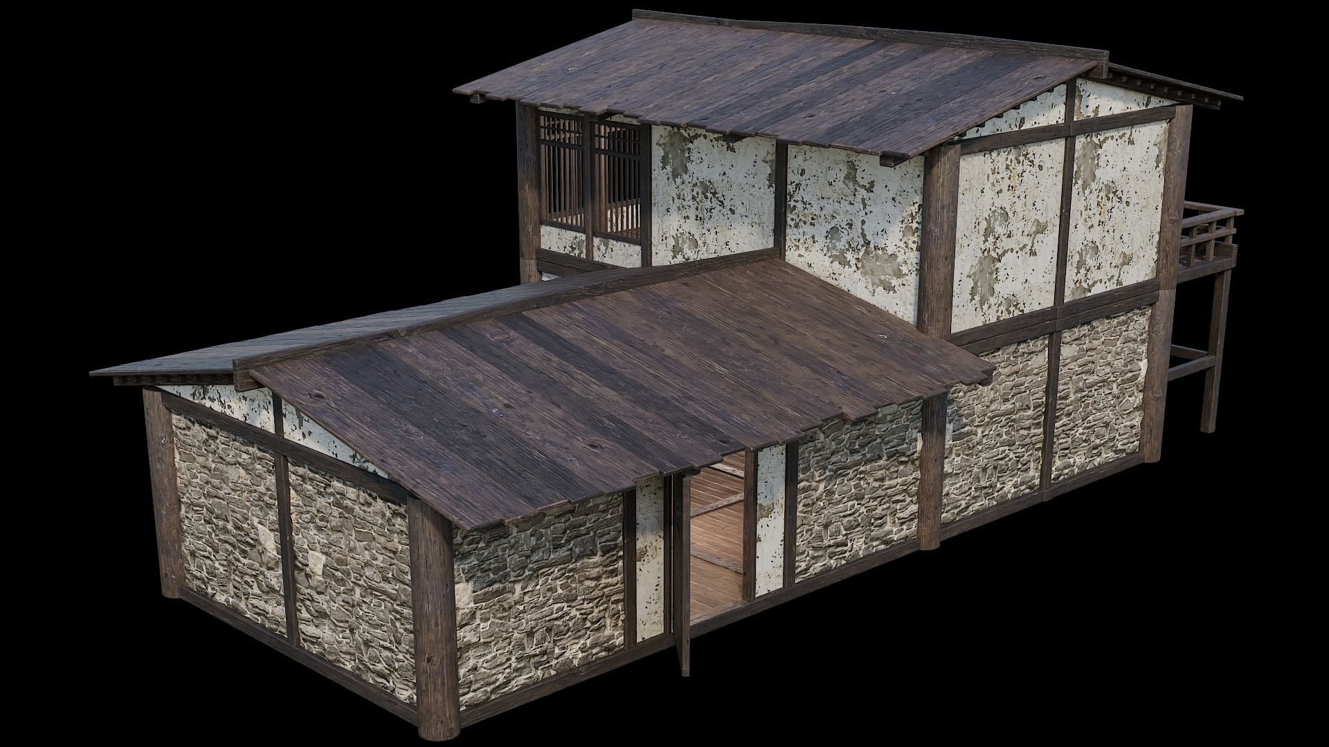 Medieval Houses Pack 31-32-33-34-35 - 4K Textures Game Ready Low-poly 3D model_41