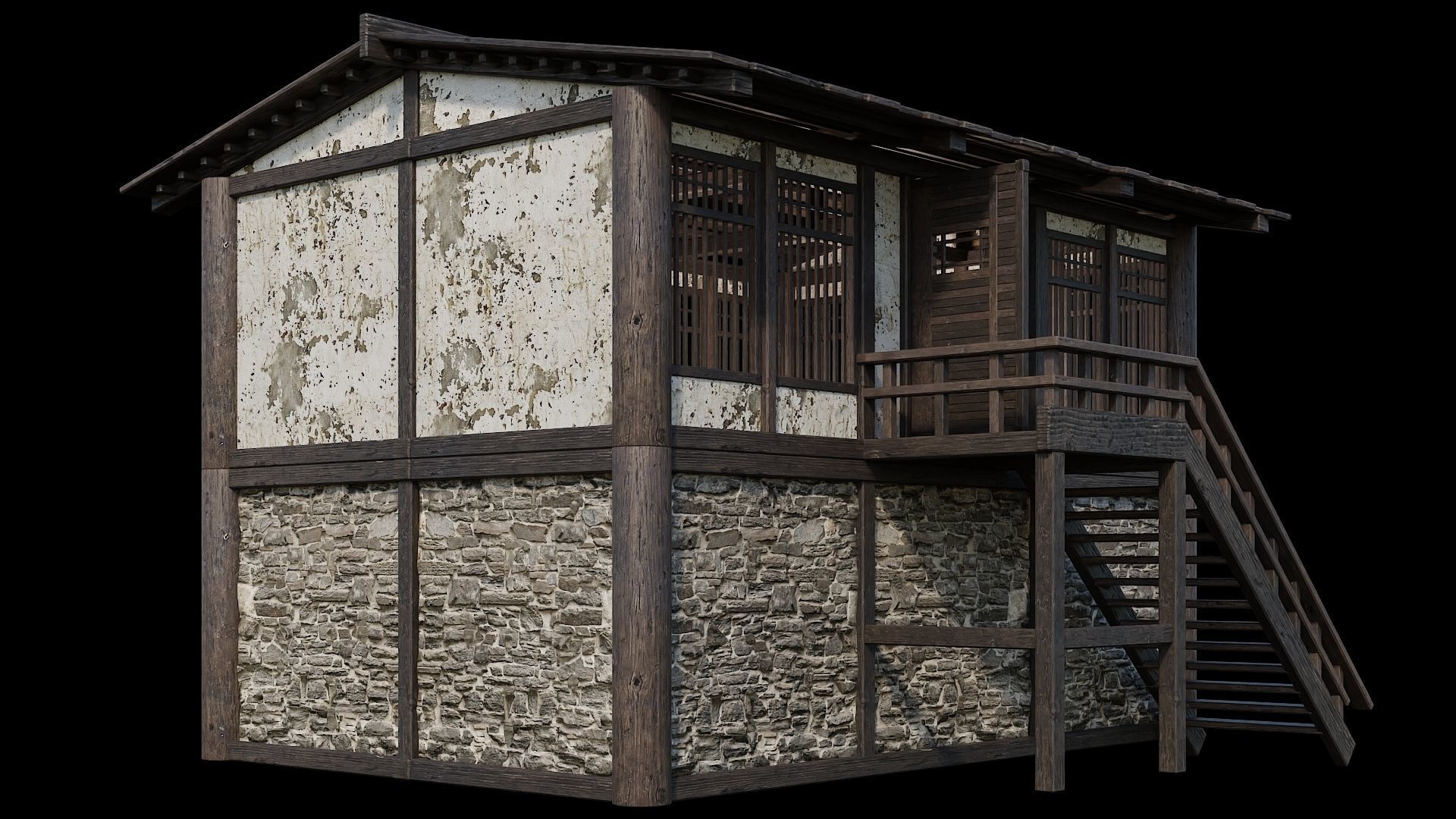 Medieval Houses Pack 31-32-33-34-35 - 4K Textures Game Ready Low-poly 3D model_20