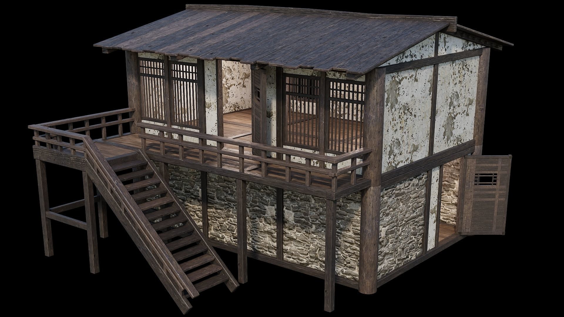 Medieval Houses Pack 31-32-33-34-35 - 4K Textures Game Ready Low-poly 3D model_52