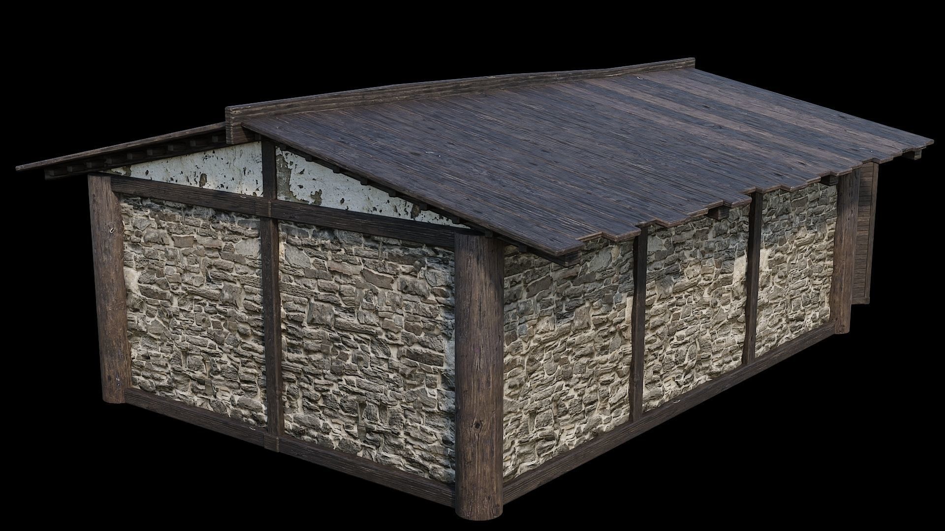 Medieval Houses Pack 31-32-33-34-35 - 4K Textures Game Ready Low-poly 3D model_14