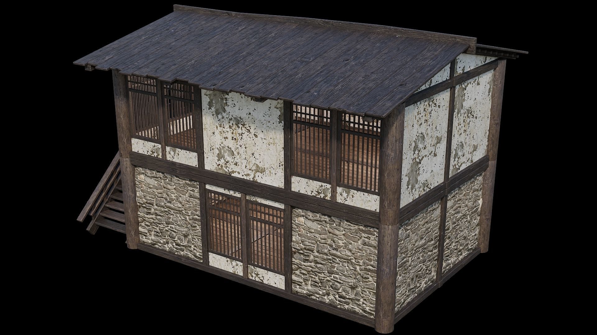 Medieval Houses Pack 31-32-33-34-35 - 4K Textures Game Ready Low-poly 3D model_68