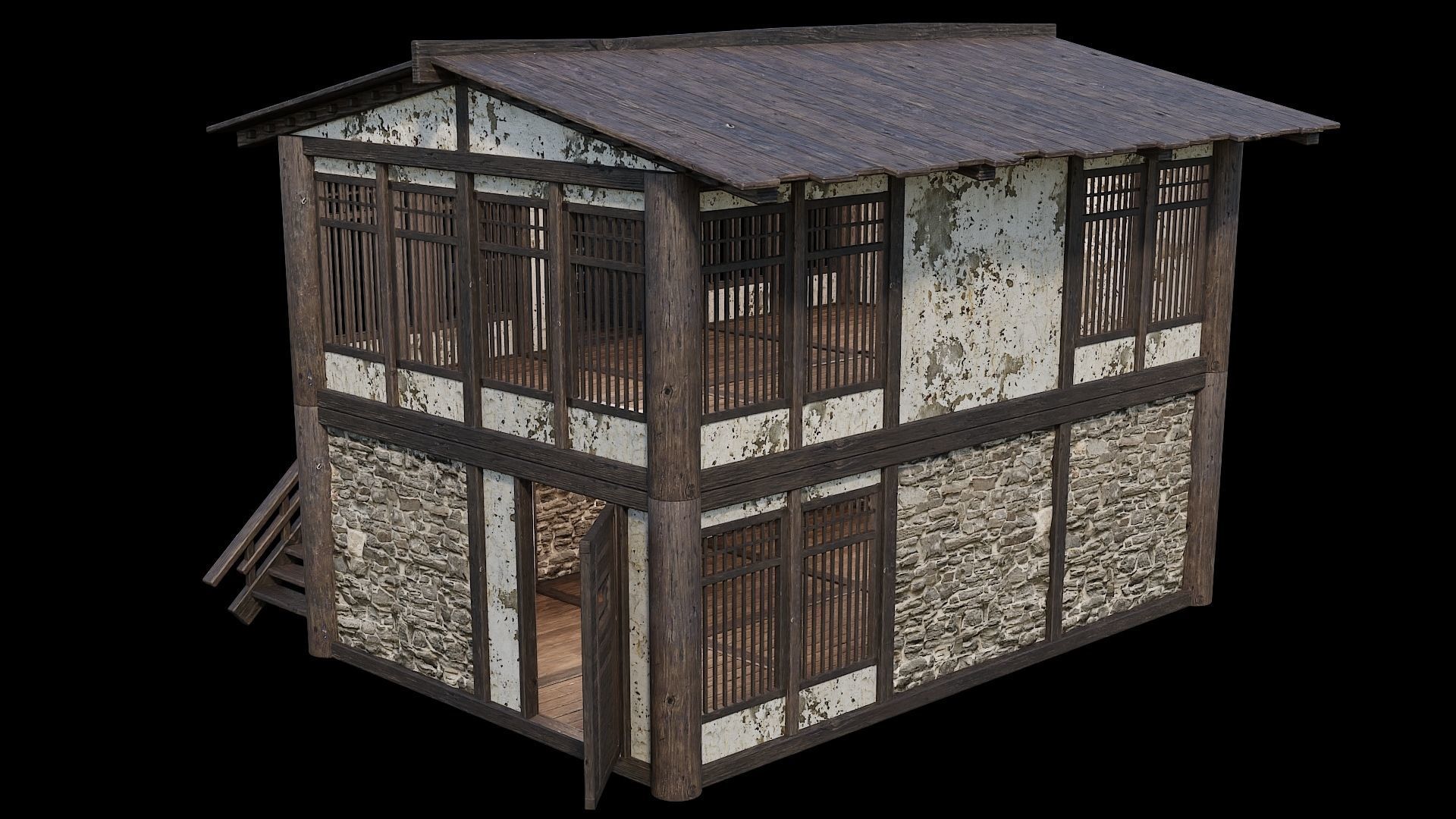 Medieval Houses Pack 31-32-33-34-35 - 4K Textures Game Ready Low-poly 3D model_29