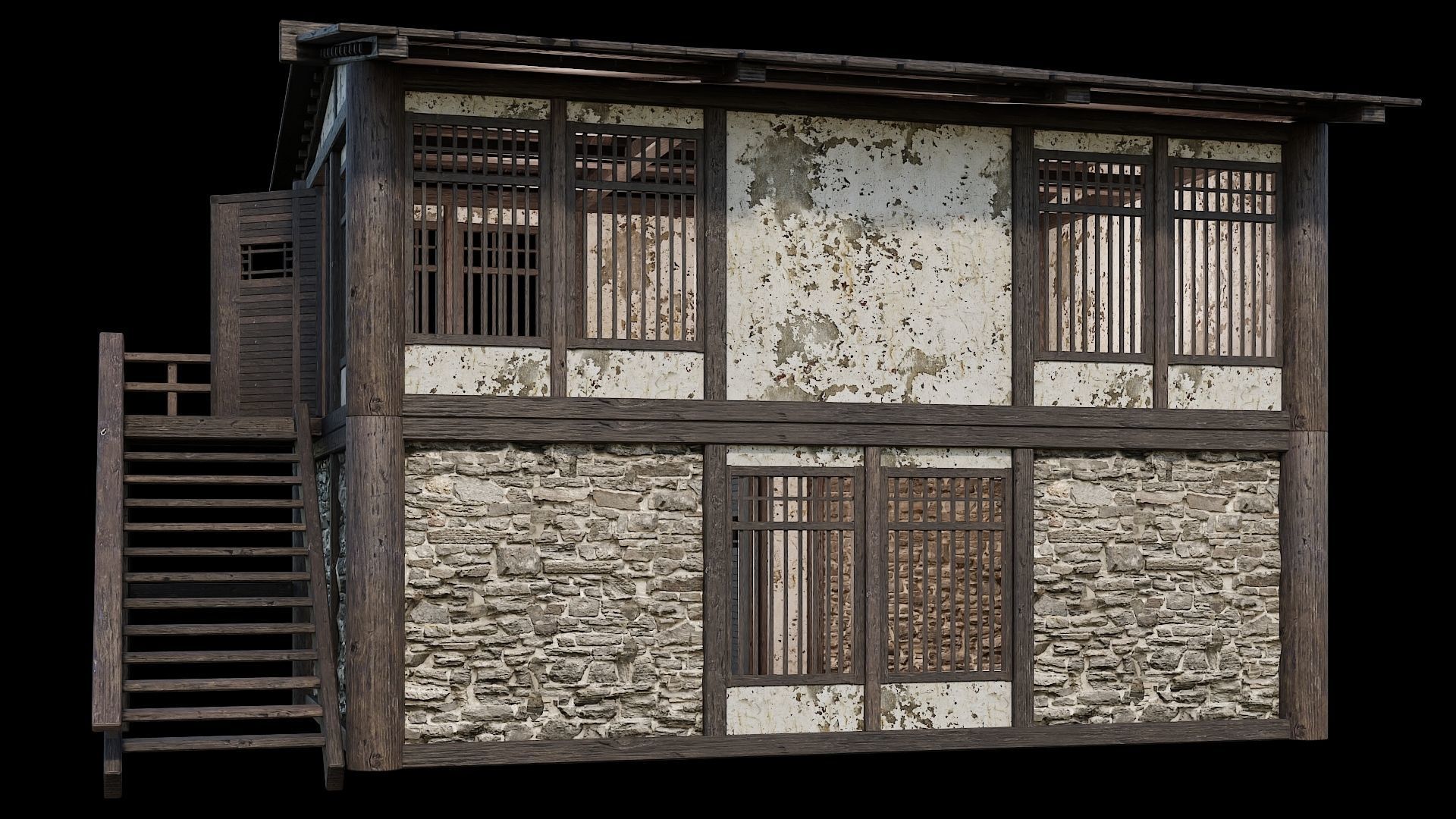 Medieval Houses Pack 31-32-33-34-35 - 4K Textures Game Ready Low-poly 3D model_65