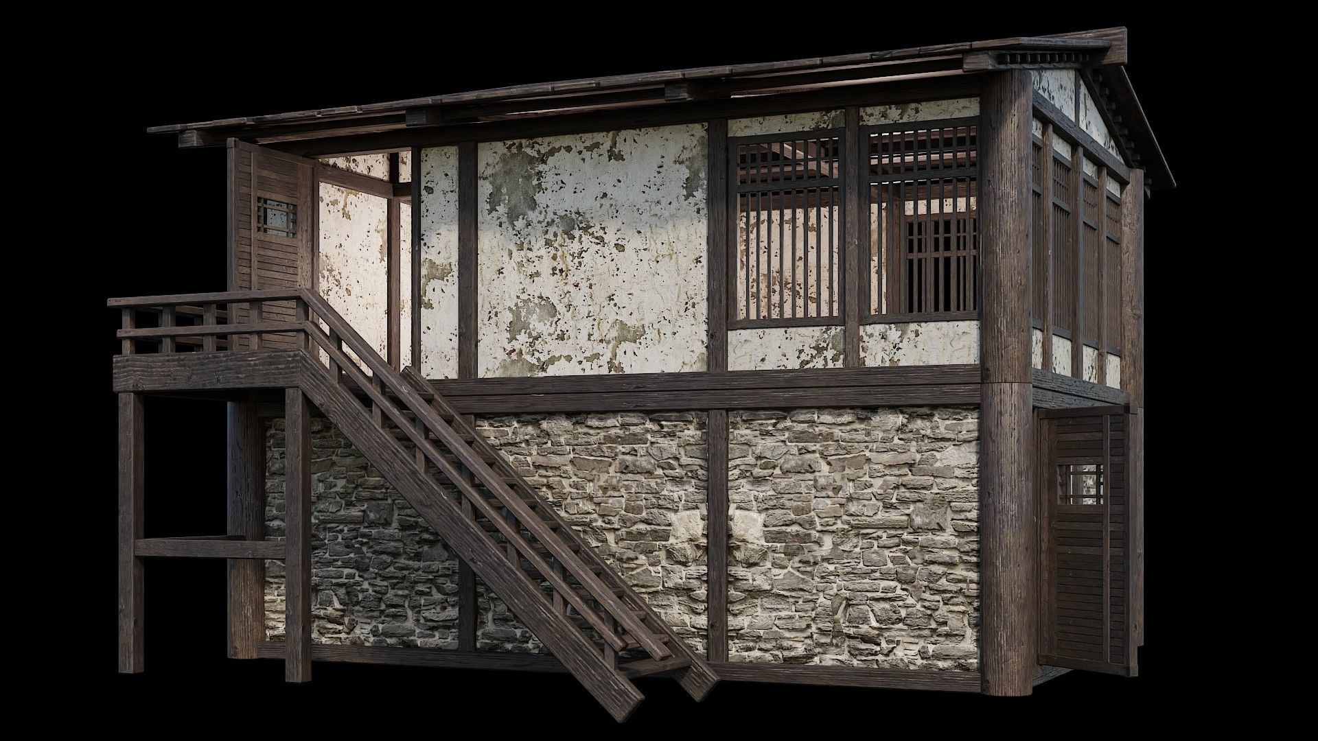 Medieval Houses Pack 31-32-33-34-35 - 4K Textures Game Ready Low-poly 3D model_37